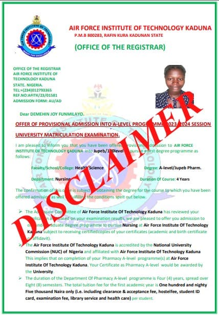 Beware Of Admission Fraudsters - AFIT