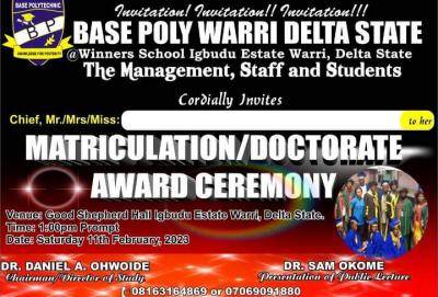 Baze Polytechnic Matriculation Ceremony holds Feb. 11th