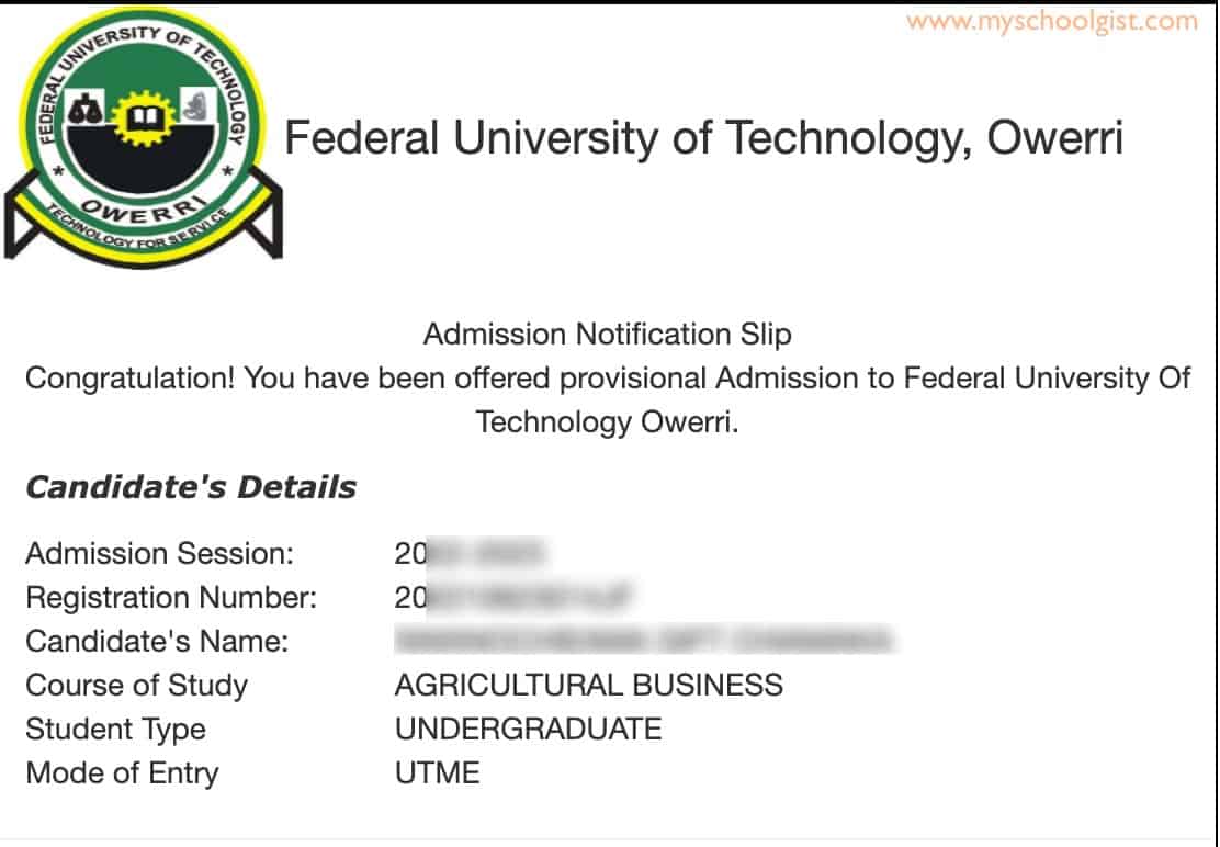 futo admission status