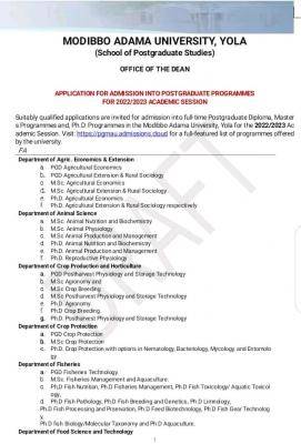 MAUTECH Postgraduate Admission form, 2022/2023