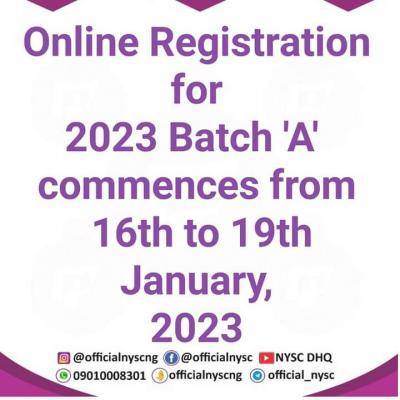 NYSC 2023 Batch A stream I registration begins January 16th