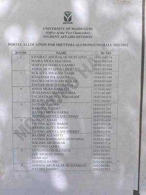 UNIMAID releases batch B hostel list, 2021/2022