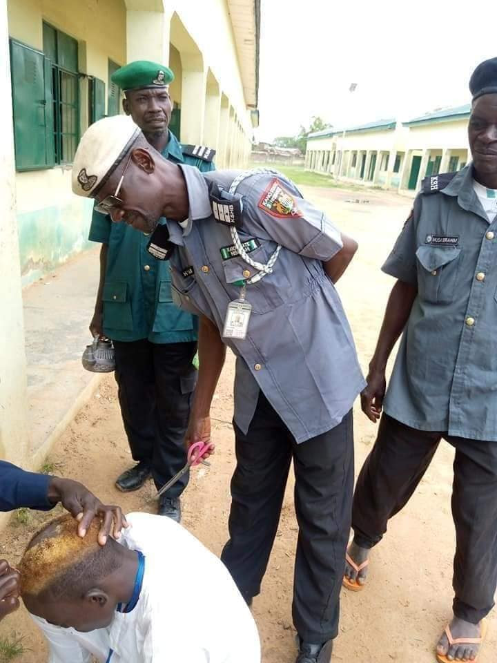 Kano Hisbah officials shave secondary school students