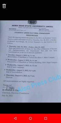 AKSU postpones SUG Elections