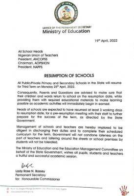 Akwa-Ibom State schools' resumption date