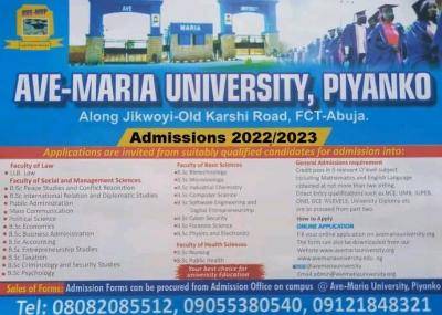 Ave Maria University Post-UTME/DE 2022: Eligibility and Registration Details