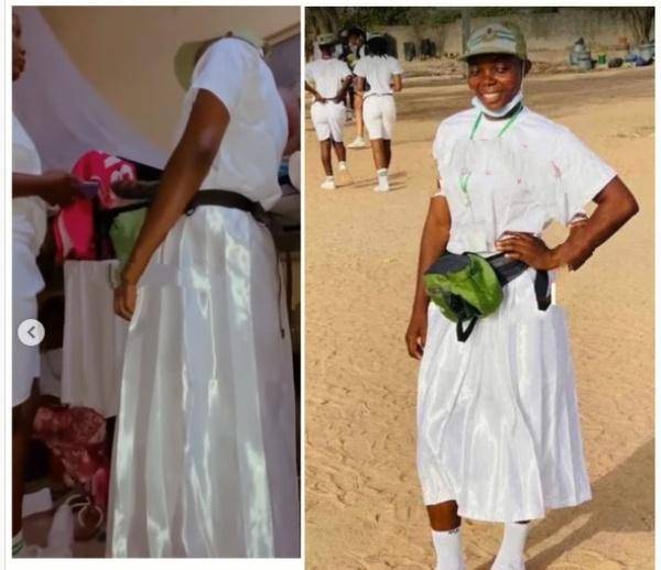 Corps member causes a stir with her choice of outfit at the camp (video)