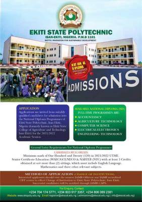 Ekiti State Poly, Isan admission form,2021/2022