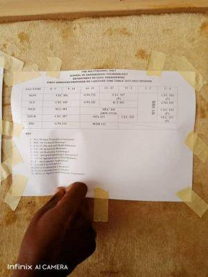 Fed Poly, Bali 1st semester lectures timetable, 2021/2022