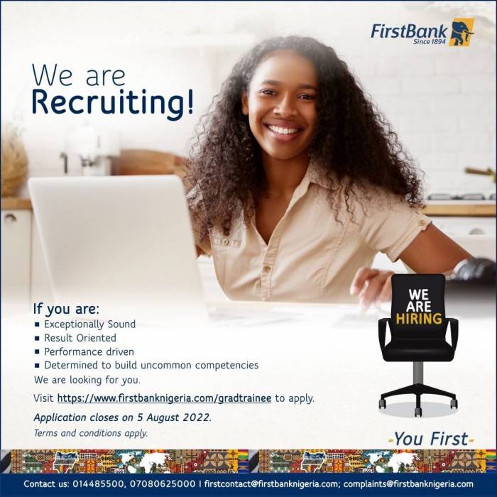 First Bank Graduate Trainee Recruitment