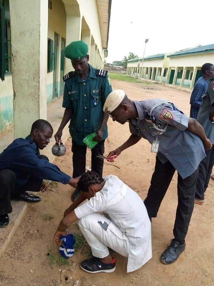 Kano Hisbah officials shave secondary school students