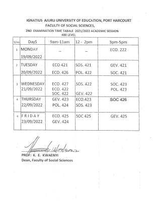 IAUE releases 400Level 2nd semester exam timetable, 2021/2022