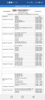 Imam Hamzat COE 2nd semester CBT examination timetable, 2021/2022