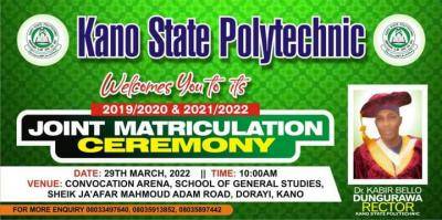 Kano poly announces joint matriculation ceremony