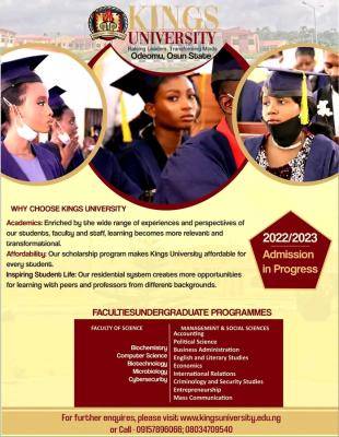 Kings University Post-UTME/DE Screening form 2022/2023 session