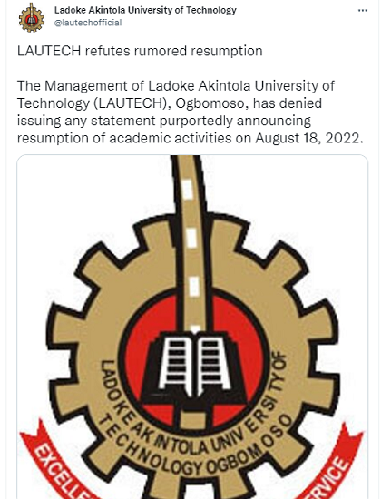 LAUTECH refutes rumoured resumption directives