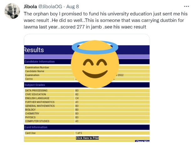 Man set to sponsor the university education of an orphan with an impressive WAEC result