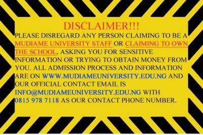 Mudaime University advises prospective students to beware of fraudsters