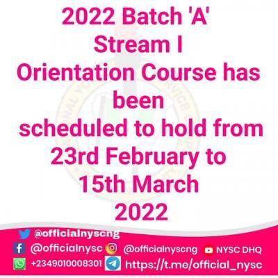 NYSC Orientation for 2022 Batch A stream I corps