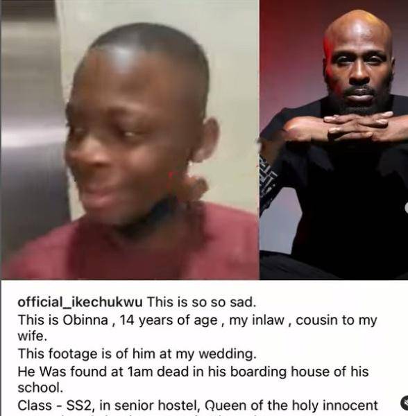 Rapper Ikechukwu calls out a boarding school over the mysterious death of a 14-yr-old SS2 student