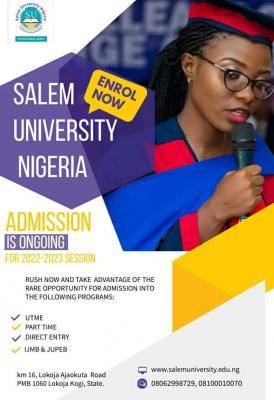 Salem University postgraduate admission form for 2022/2023 Session