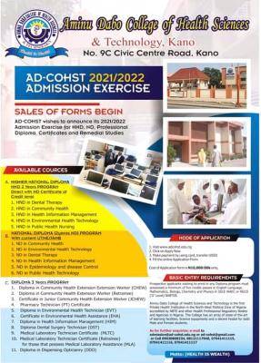 AD-CHOST ND, HND and diploma admission for 2021/2022 session