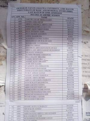 ATBU Last Batch IJMB Admission List, 2021/2022