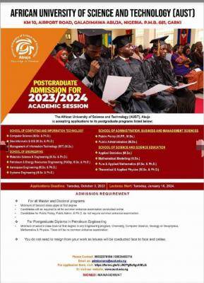 AUST Postgraduate Admission Form For 2023/2024 Session