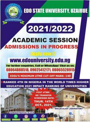 Edo State University Post-UTME screening date, 2021/2022