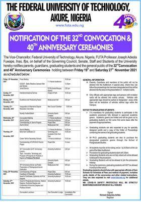 FUTA 32nd convocation & 40th anniversary ceremony