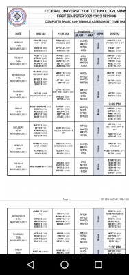 FUTminna releases E-test timetable for 2021/2022 session