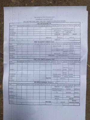 Fed Poly Bida DCE first semester Lectures Timetable 2021/2022