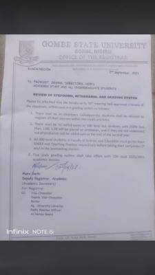 GOMSU notice to students on withdrawal, step down and probation review