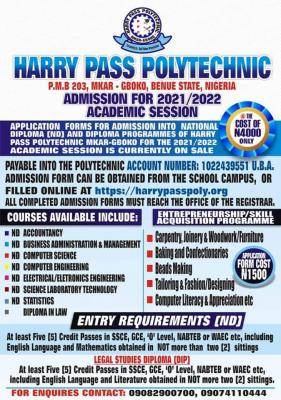 Harry Pass Polytechnic Admission for 2021/2022 session