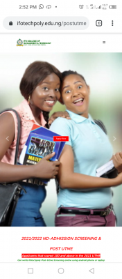 IFOTECH Post-UTME form for 2021/2022 session is out