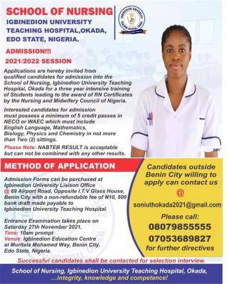 Igbinedion University Teaching Hospital, admission, 2021/2022