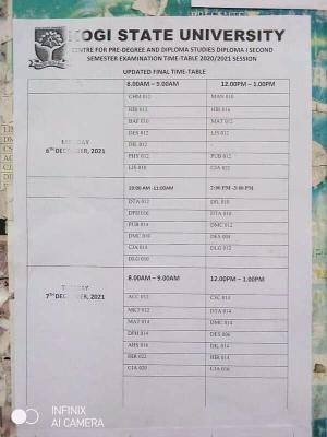 KSU center for pre-degree & diploma studies 2nd semester exam timetable, 2020/2021