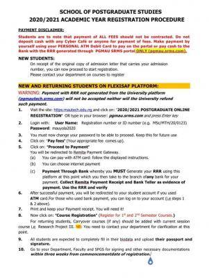 MAUTECH postgraduate registration procedures for 2020/2021 session