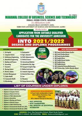 Mahawai College of Business and Science Technology, 2021/2022 admission