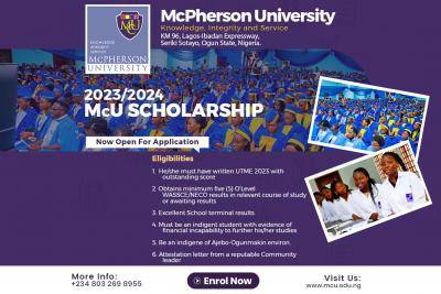 McPherson University Full Scholarship Application, 2023/2024