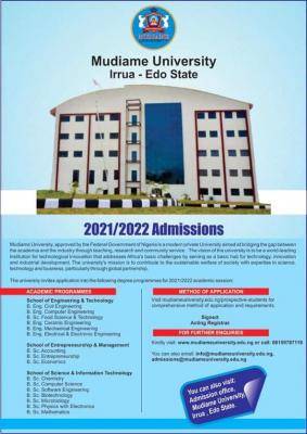 Mudiame University Post-UTME 2021: Eligibility and Registration Details