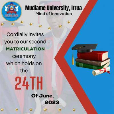 Mudiame University announces 2nd Matriculation Ceremony