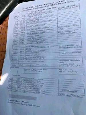 PAAU second semester academic calendar, 2022/2023 session