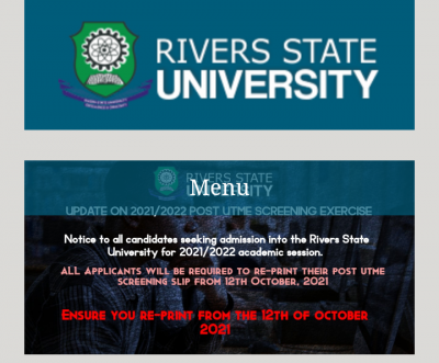 RSUST notice on reprinting of Post-UTME screening slip, 2021/2022