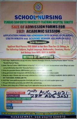 UDUTH School of Nursing Admission Form, 2021/2022